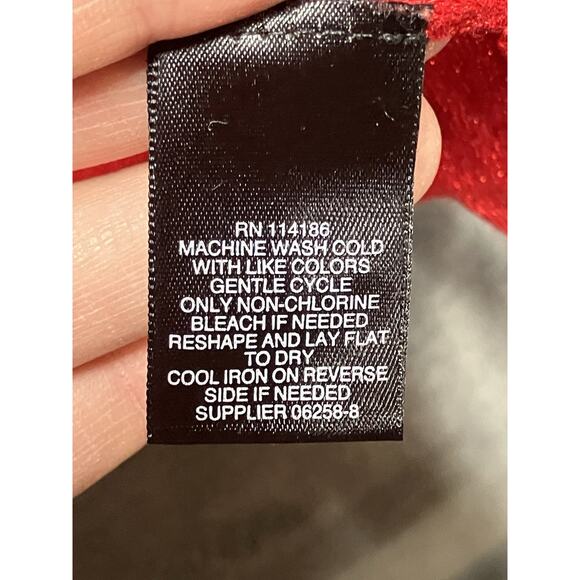 Liz Claiborne Sweater Woman’s L Red Sparkle Metallic Glam Christmas Holiday - Picture 5 of 8